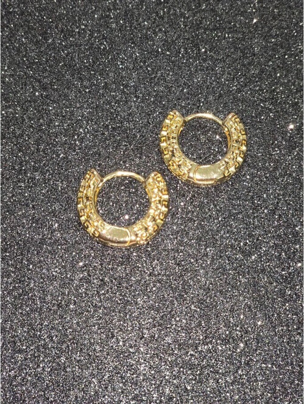 Gold Tone Textured Hoop Earrings